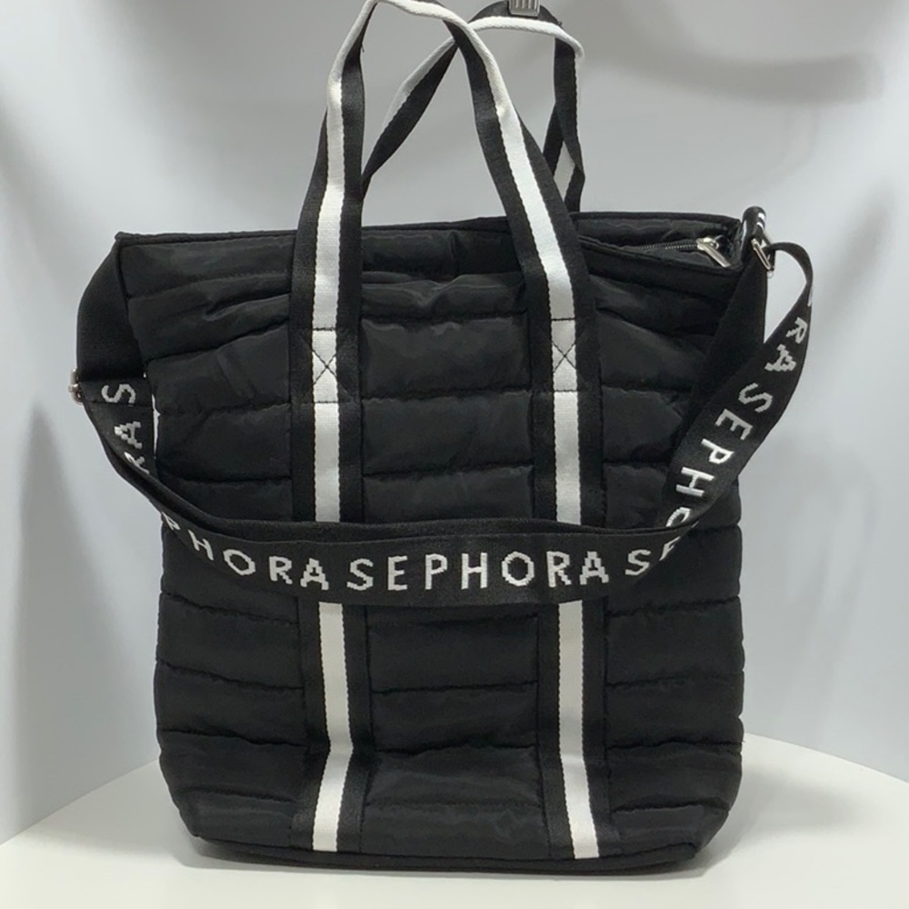 Sephora Black and White Quilted Tote Shoulder Bag